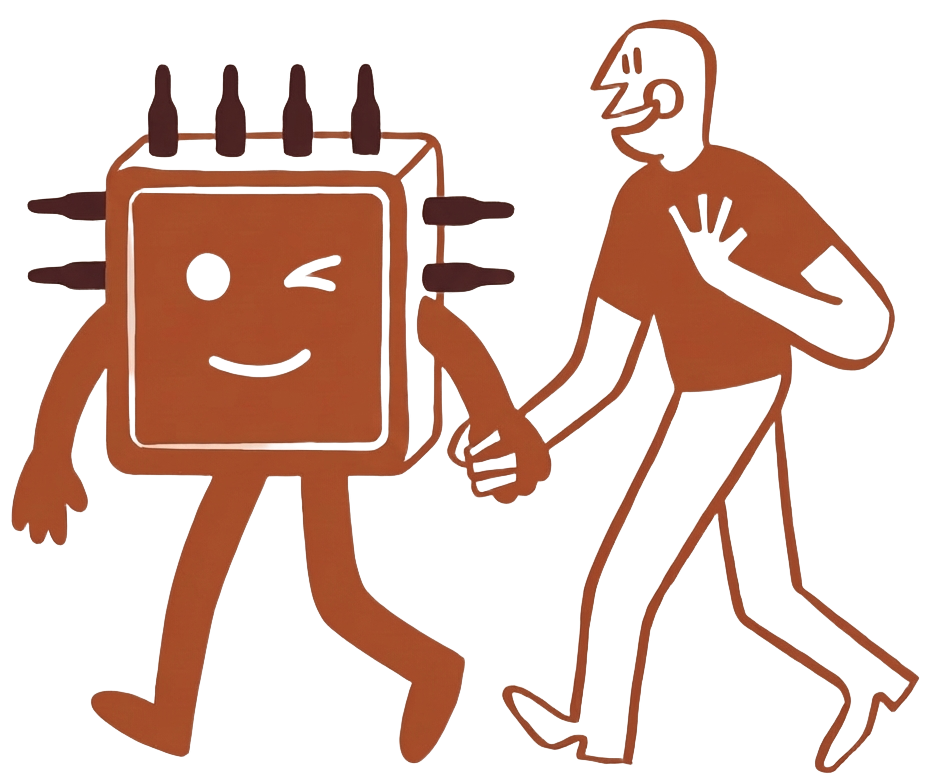 Chippies mascot holding a hand illustration